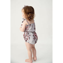 Load image into Gallery viewer, Tiny Necessities - Clair Purple Floral Romper with Matching Headband - Q&#39;s Collection
